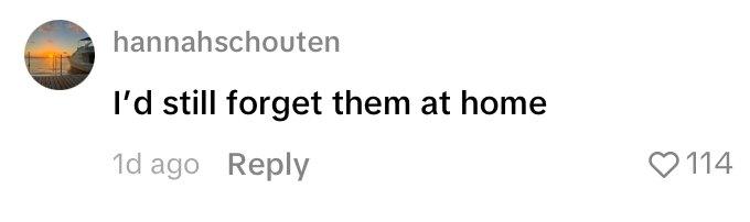 Comment on woman's TikTok revealing a grocery shopping hack using tubs.
