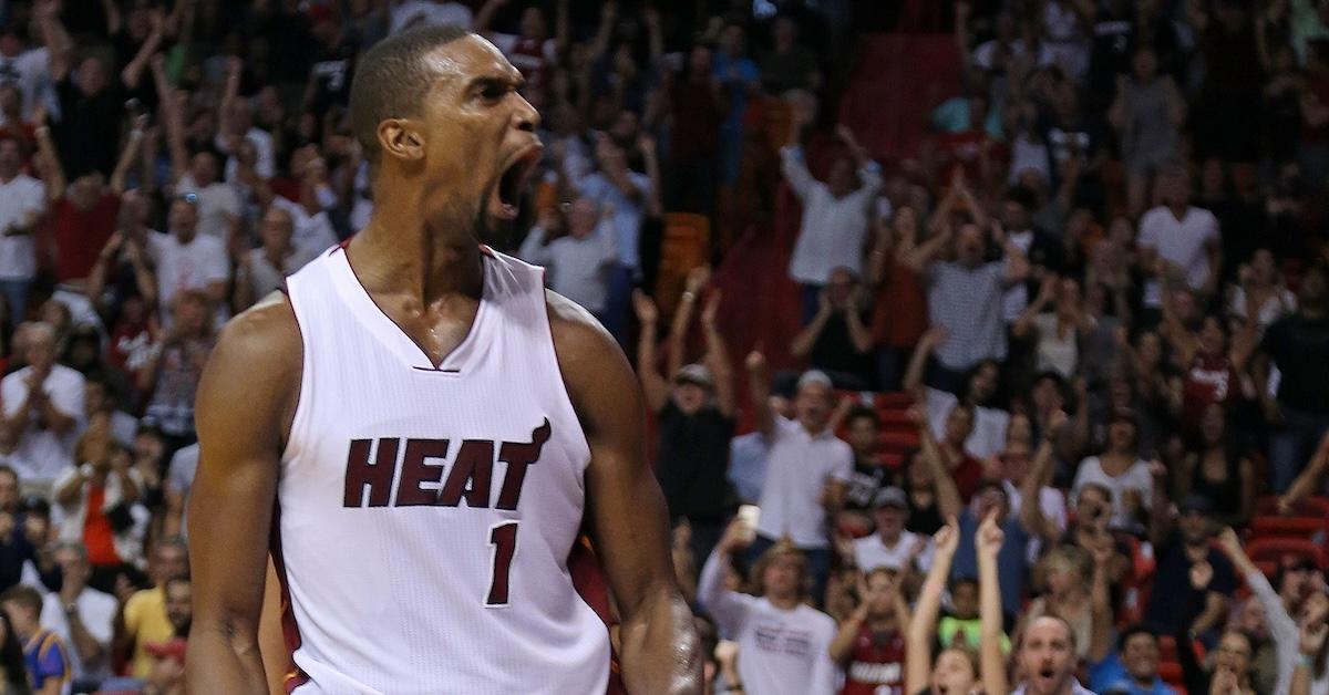 Chris Bosh plays with the Miami Heat