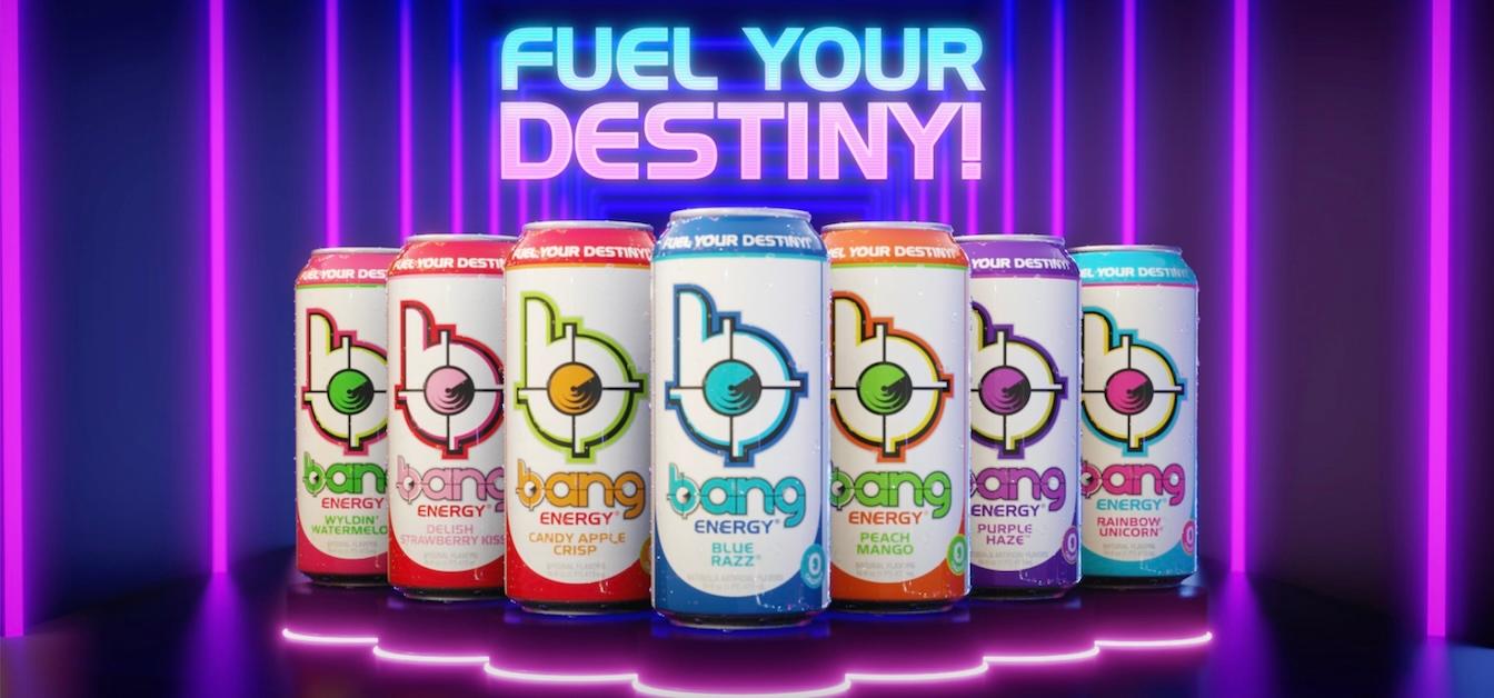 Bang Energy Drinks with motto "Fuel Your Destiny!"