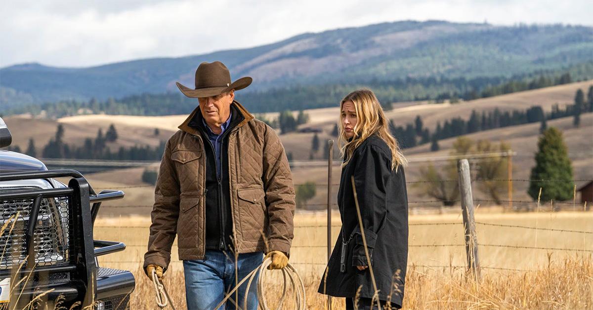 Piper Perabo and Kevin Costner in 'Yellowstone.' 