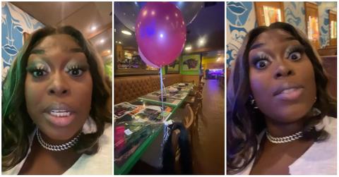 (l-r): A woman talking about her dinner table