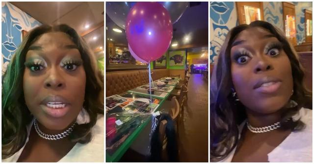 (l-r): A woman talking about her dinner table