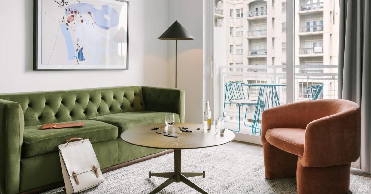 A living room in one of the Sonder apartments