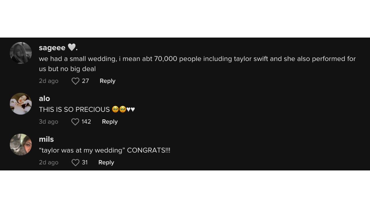 tiktok comments taylor swift wedding at concert