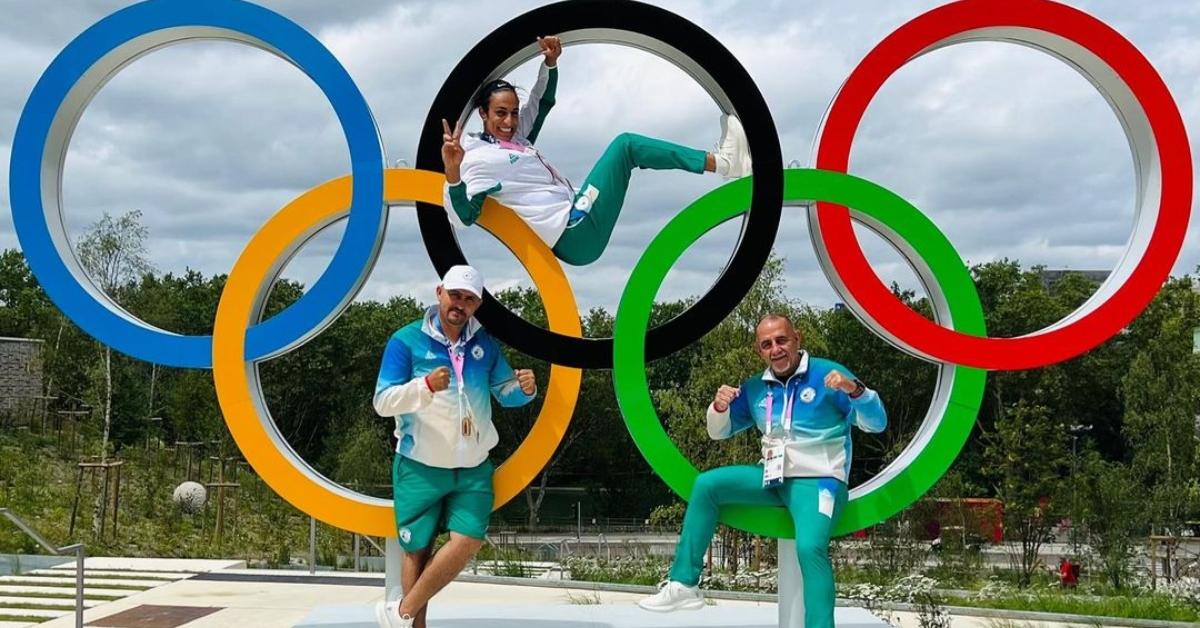 Imane Khelif with her coaches