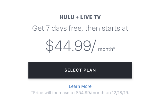 hulu price per month