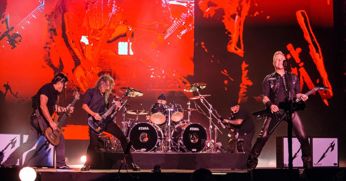 Metallica performing on stage