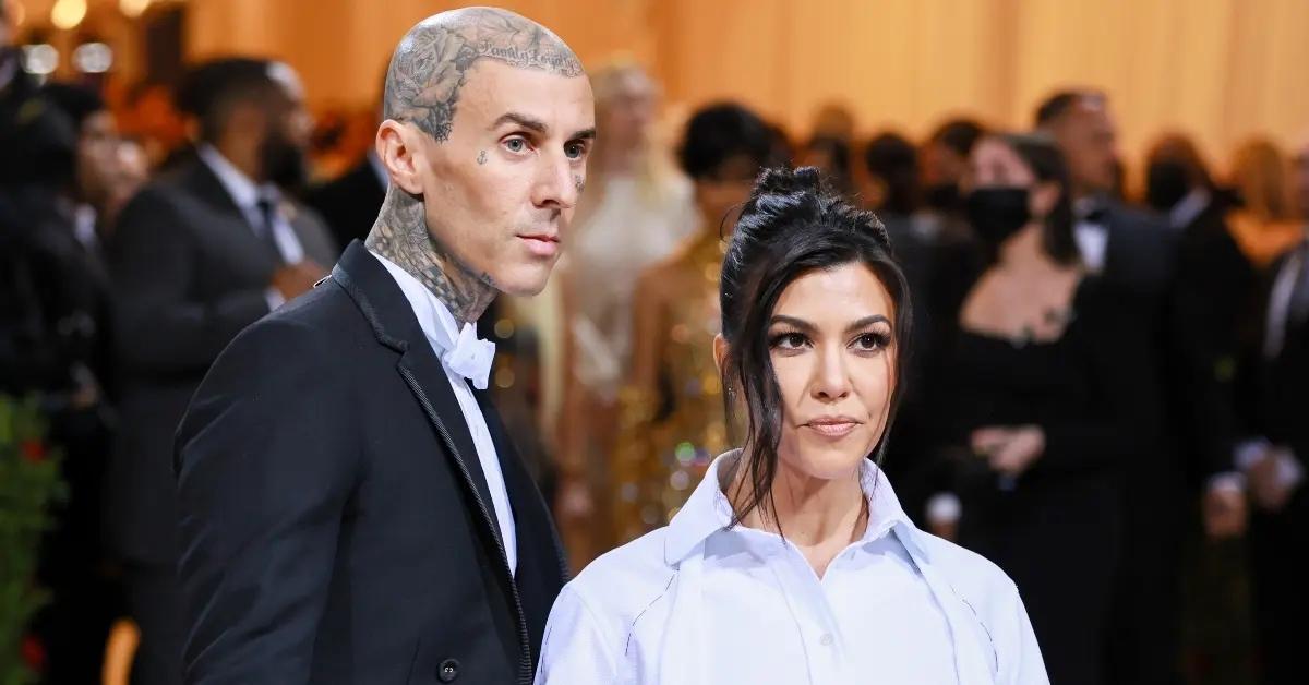 Kourtney Kardashian and Travis Barker attend the 2022 Met Gala.