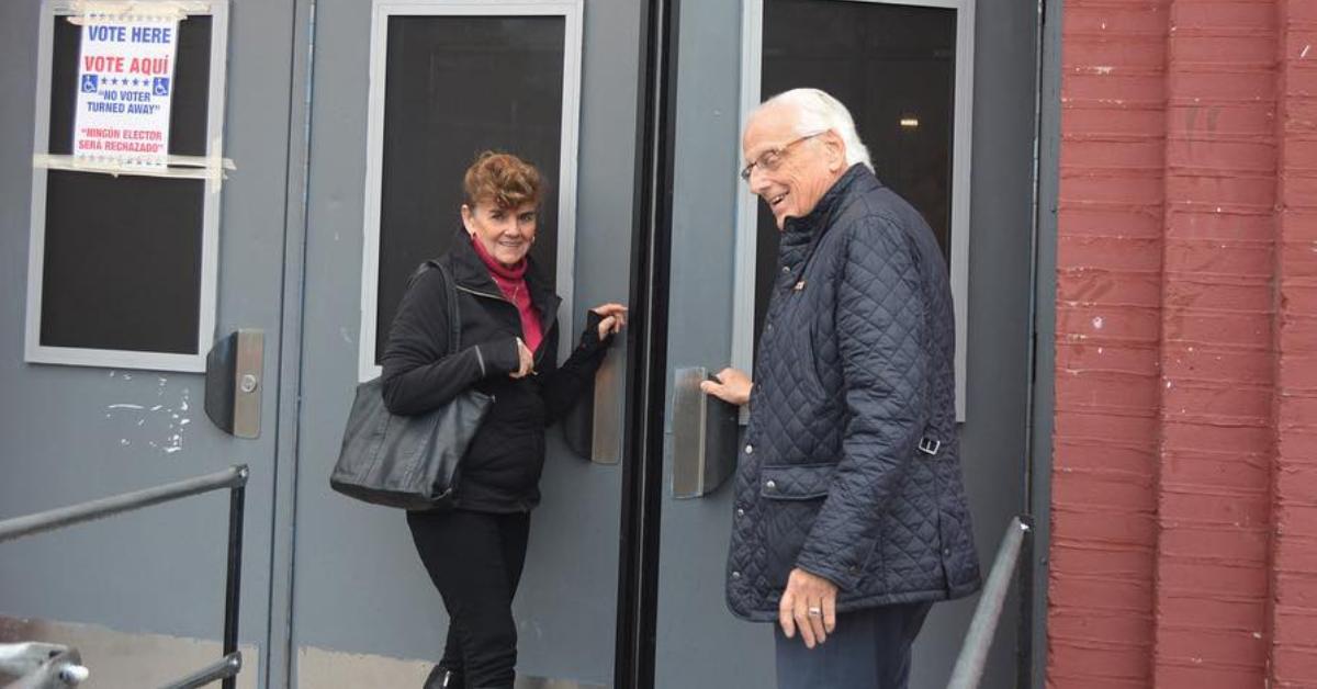 Bill and Elsie arrive School 26 in Paterson to vote in the 2018 election,