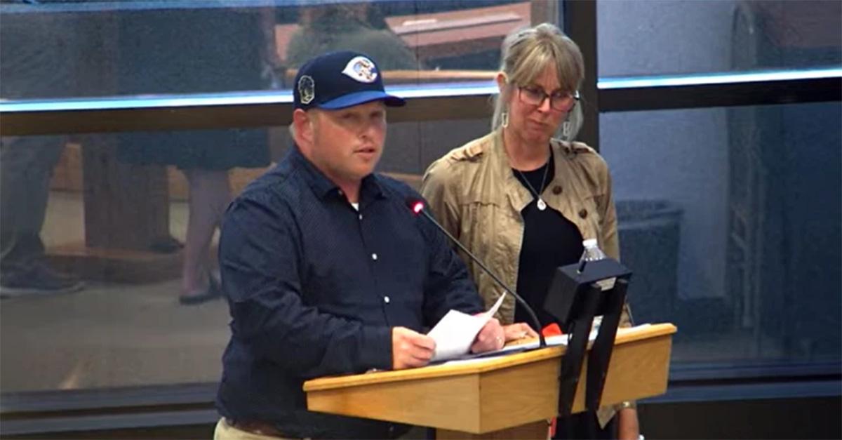 Aiden Clark's parents testifying at the Springfield City Commission. 