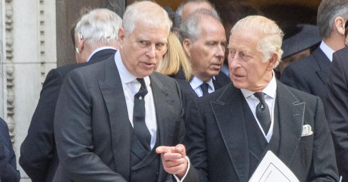 (L-R): Former Prince Andrew and King Charles