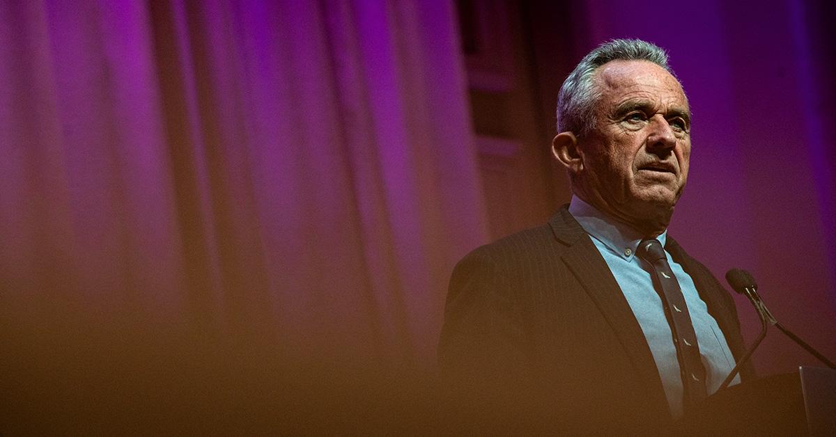 Robert F. Kennedy Jr. speaking at a podium. 