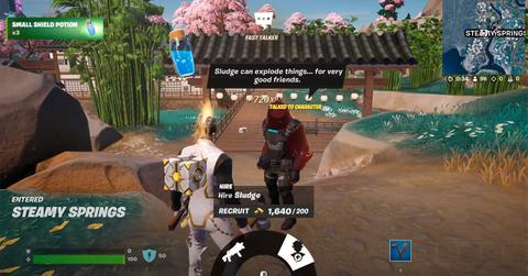 A player hires a character in 'Fortnite'