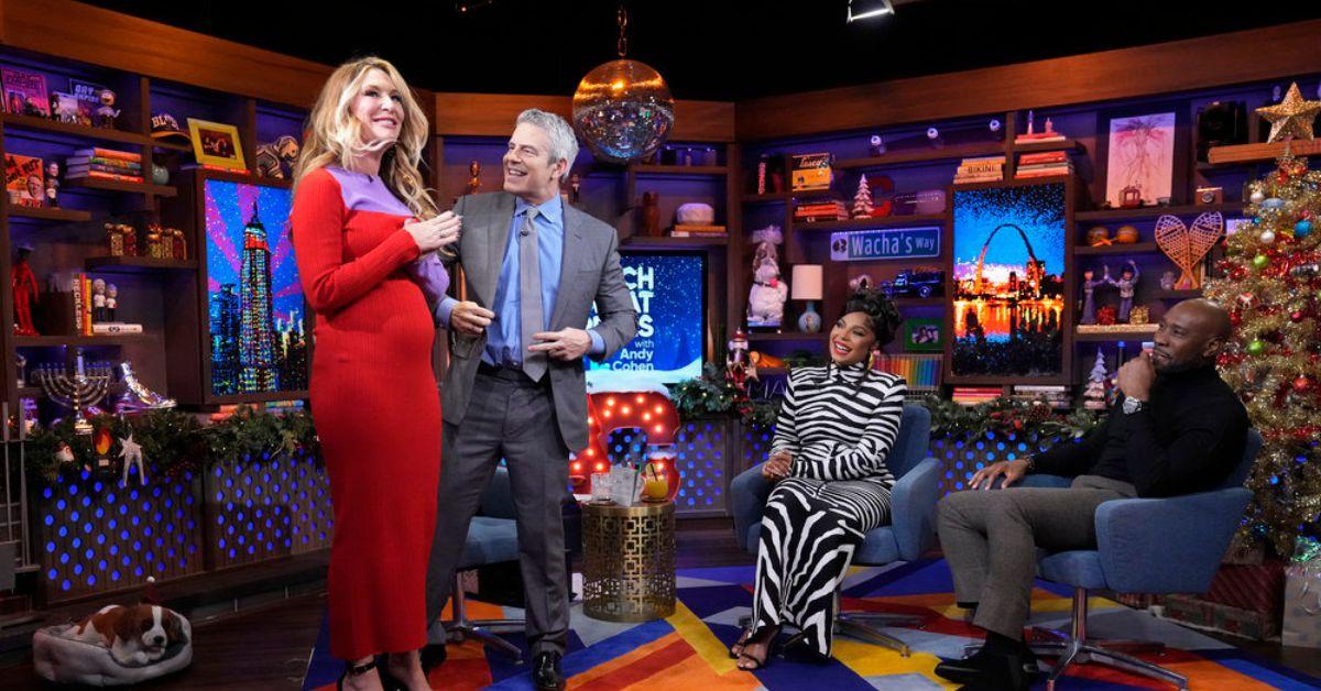 (l-r): Kate Chastain, Andy Cohen, Ashanti, and Morris Chestnut on 'Watch What Happens Live.'