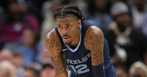 Ja Morant #12 of the Memphis Grizzlies looks on during the game against the Indiana Pacers