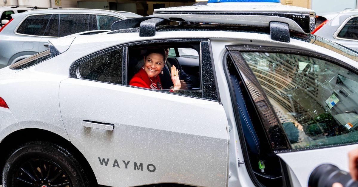 The Princess of Sweden in a Waymo car.
