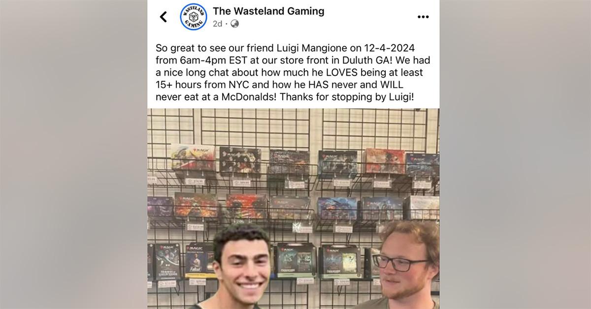 A picture of Luigi Mangione edited into a game store. 