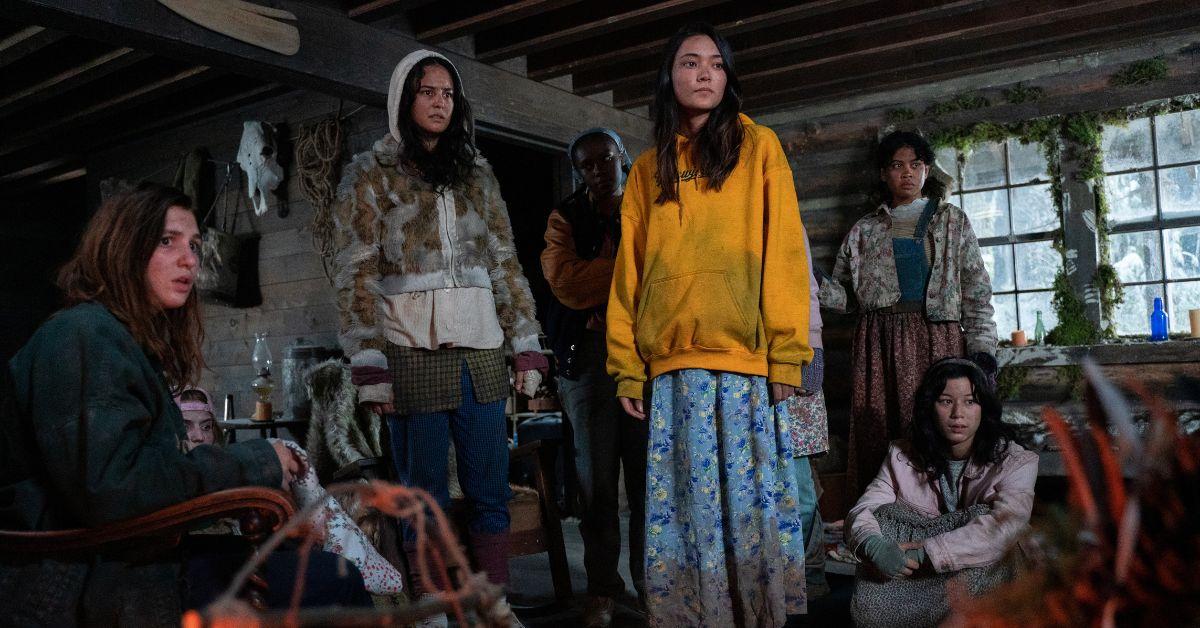 Sophie Nélisse, Courtney Eaton, Nia Sondaya, Alexa Barajas, Nuha Jes Izman, and Mya Lowe in 'Yellowjackets'.