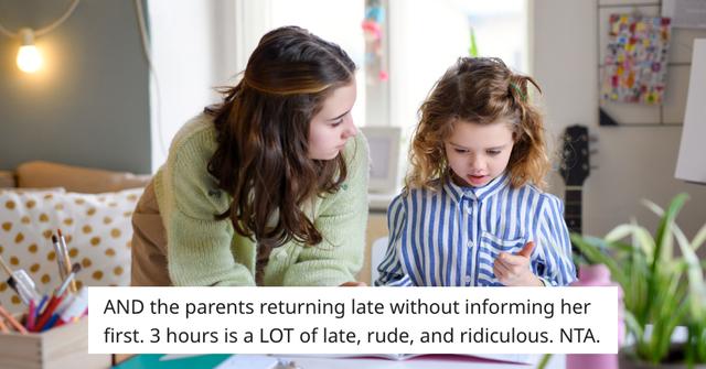 A teen babysitter called the police after the parents she babysits for ignored her calls and returned home later than expected.