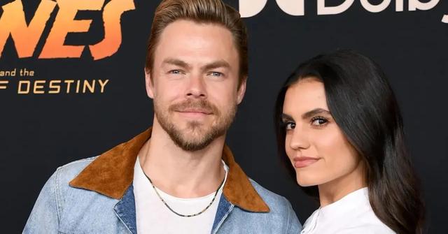 Derek Hough and Hayley Erbert at the Los Angeles Premiere of "Indiana Jones and the Dial of Destiny" at Dolby Theatre on June 14, 2023