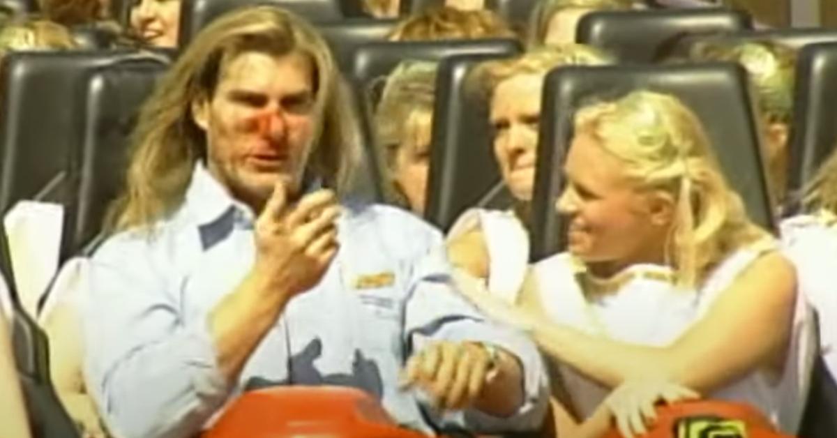 Fabio is bleeding on a roller coaster at Busch Gardens in Virginia 