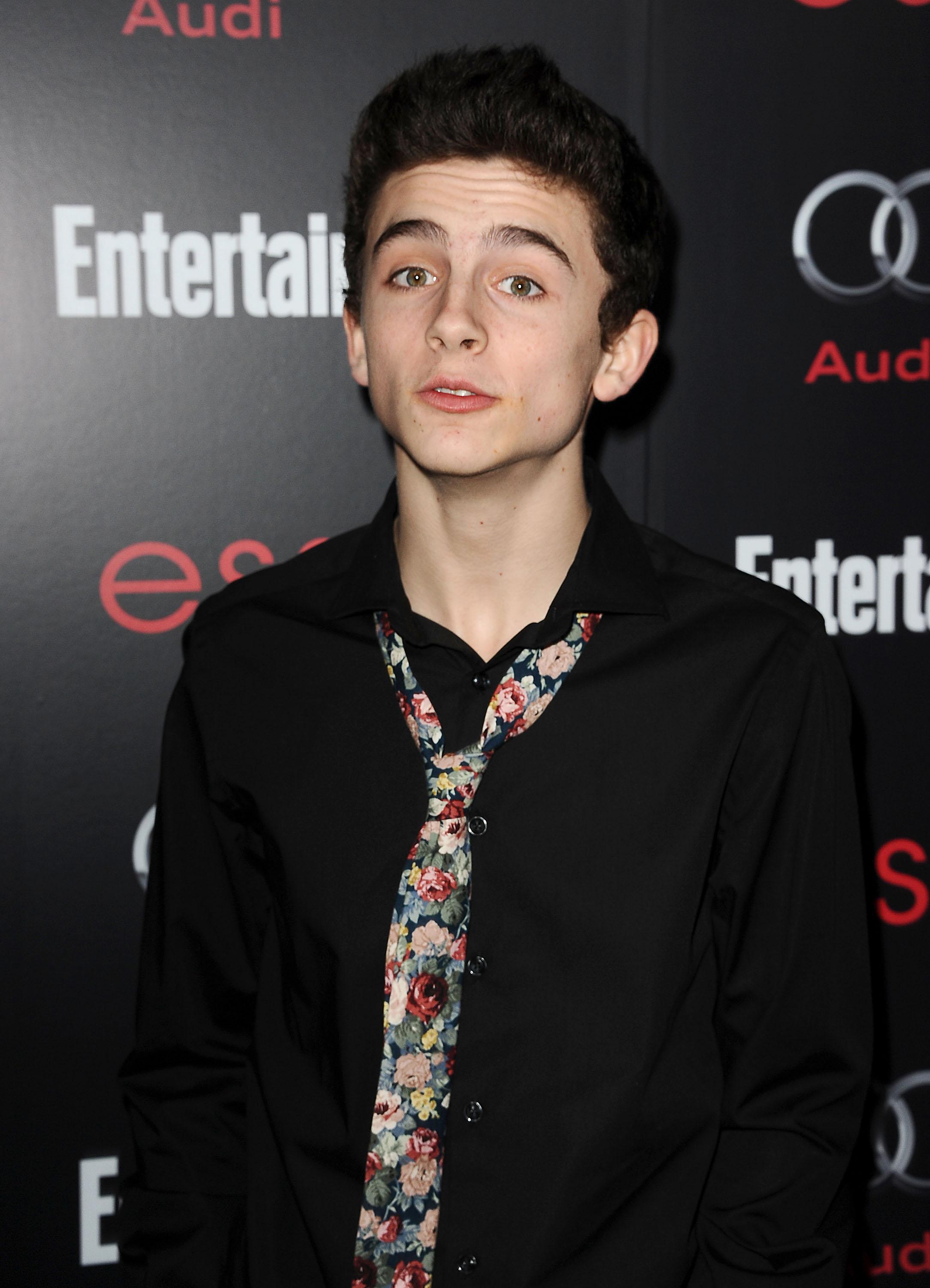 Actor Timothee Chalamet attends the Entertainment Weekly Screen Actors Guild Awards pre-party at Chateau Marmont on January 26, 2013 in Los Angeles, California. 