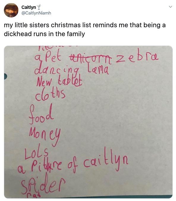 Funny Kids' Christmas Lists With Ridiculous Requests