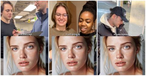 A viral post involving men and women trying to guess if a woman's image is AI-generated.