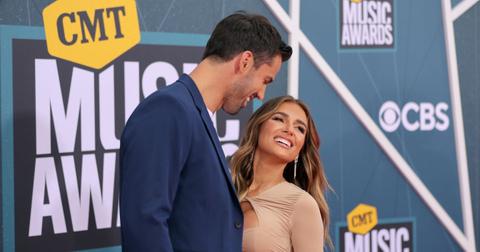 (l-r): Eric Decker and Jessie James Decker attending the CMT Music Awards.