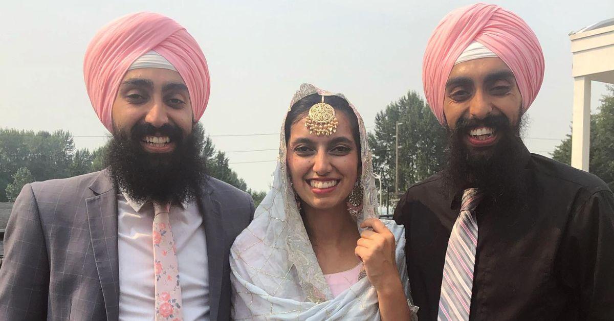 Jag, Hakikat, and Jasmair Bains in a photo of all three siblings at an event in 2021