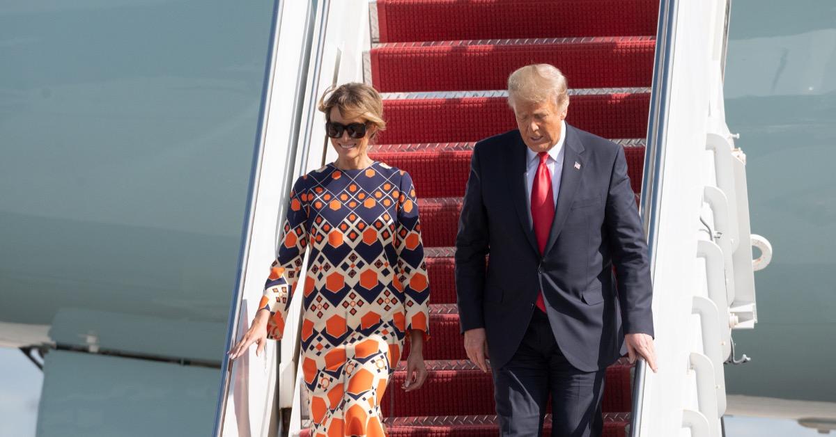 Donald and Melania Trump photographed exiting Air Force One