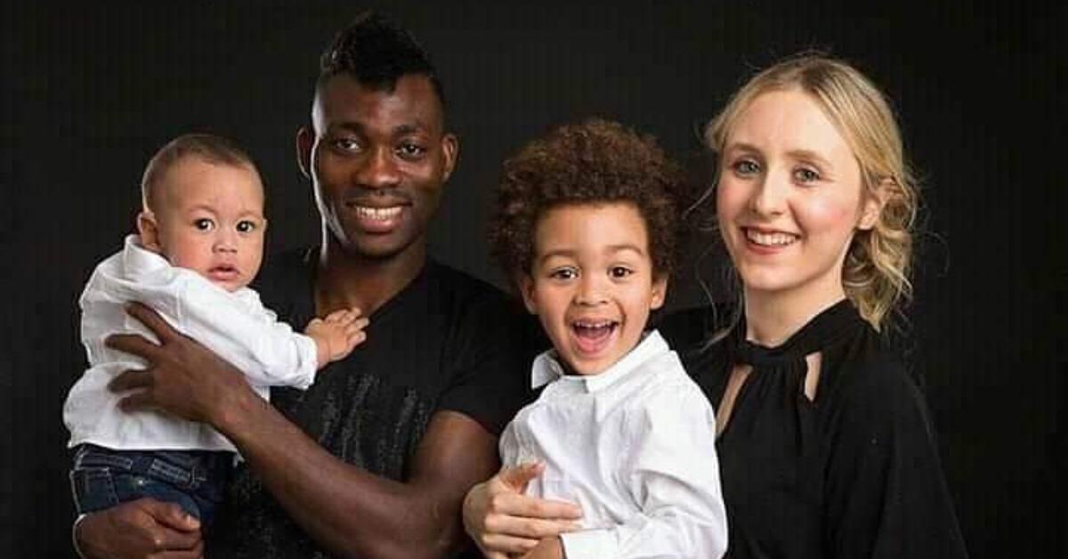 Christian Atsu, wife Marie-Claire Rupio, and children.