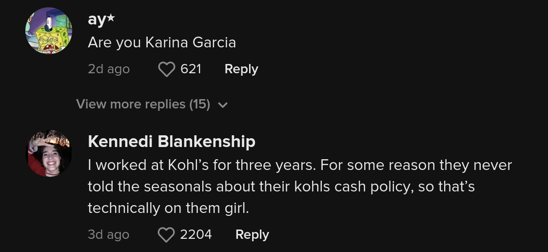 kohls employee fired using customers kohls cash