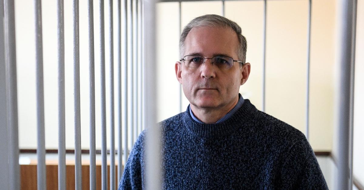 Paul Whelan stands inside a defendants' cage during a hearing at a court in Moscow on Aug. 23, 2019