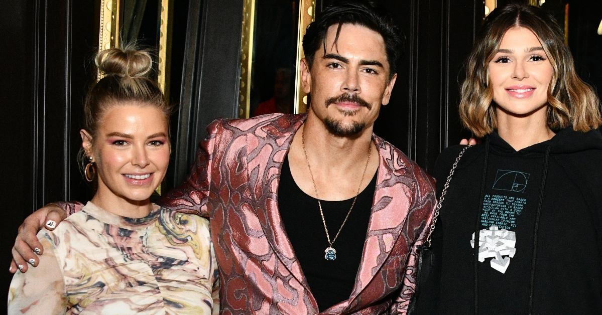 (L-R): Ariana Madix, Tom Sandoval, and Raquel Leviss at an event