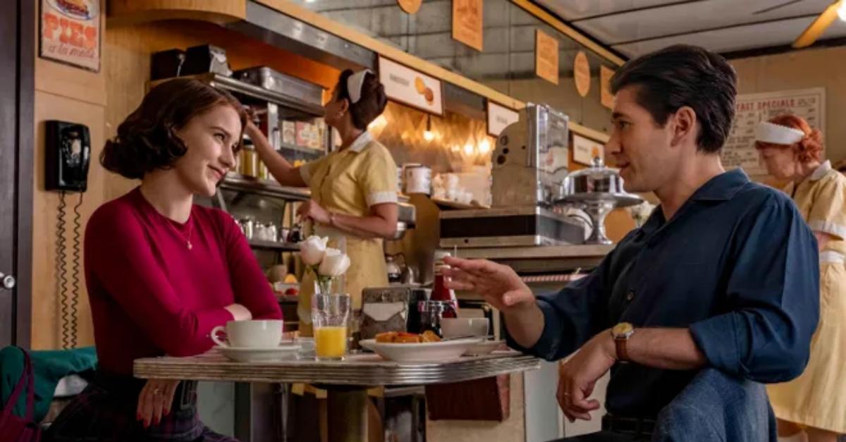 Midge and Joel at a diner on 'The Marvelous Mrs. Maisel'