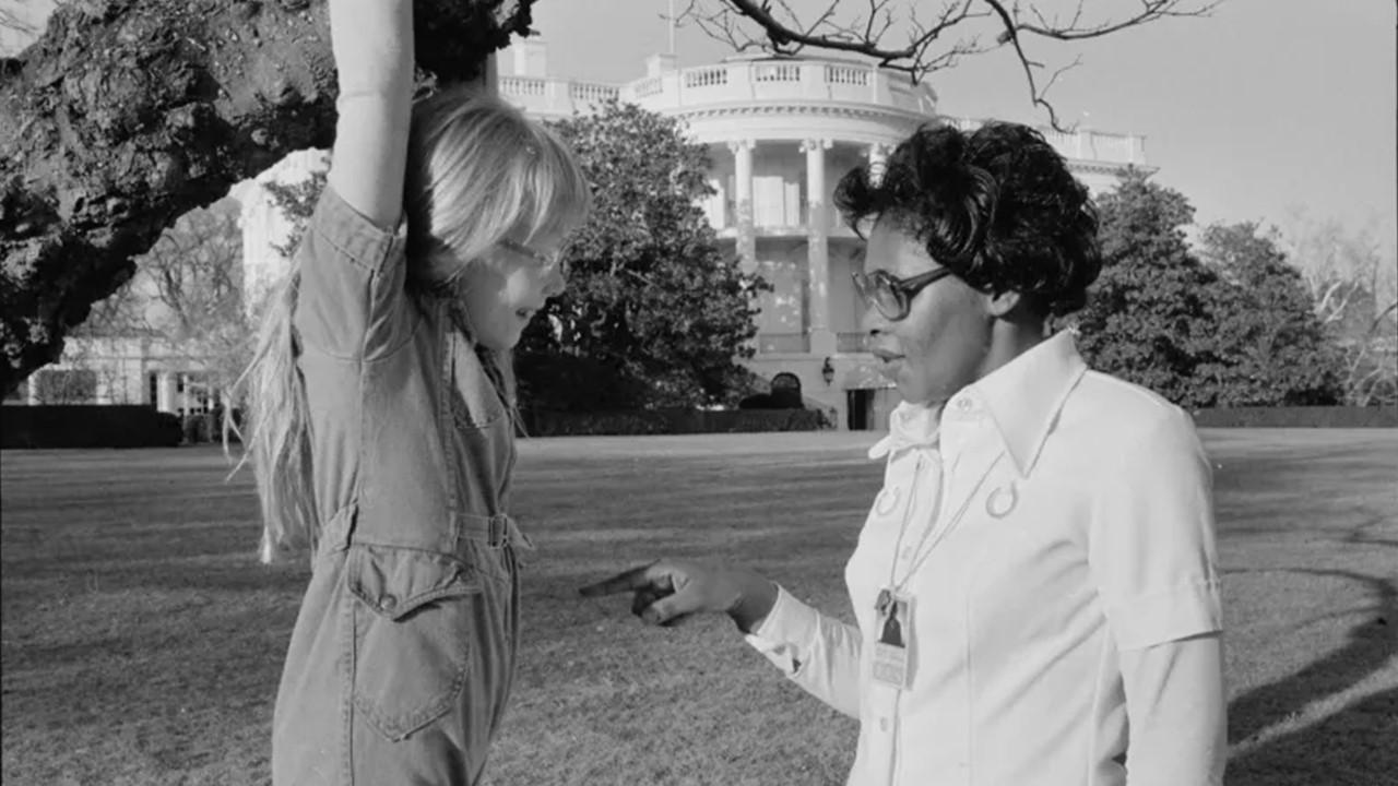 Amy Carter playing with her nanny, Mary Prince, at the White House