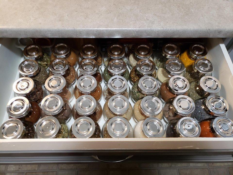 organized spice drawer