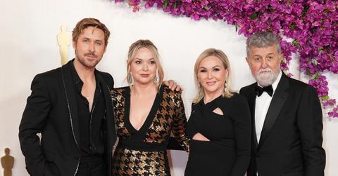 Ryan Gosling with his sister, mother, and stepfather at the 2024 Oscars.