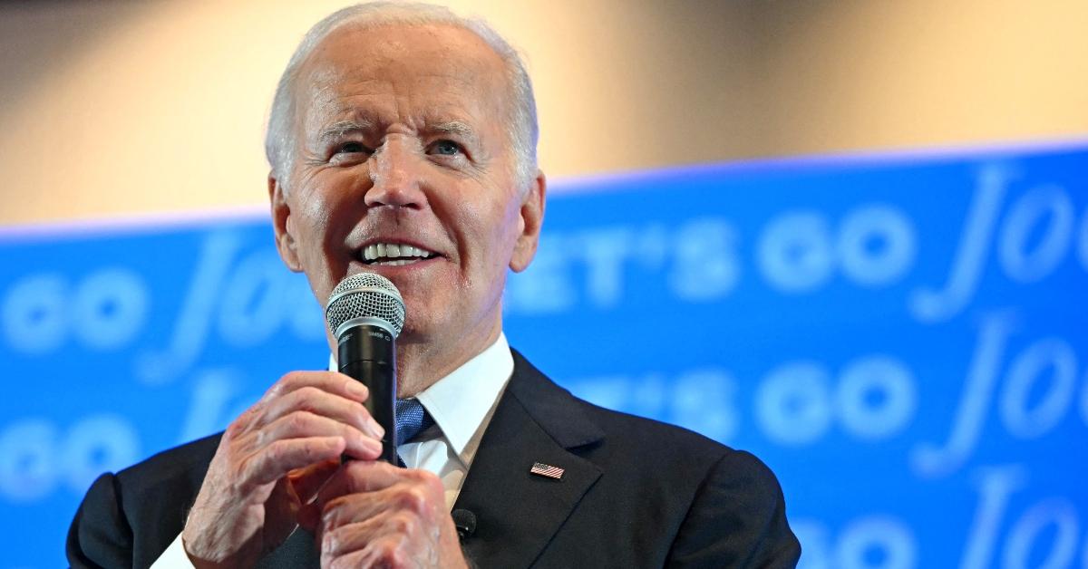 Joe Biden talks to speaks at watch party before debate with Trump on June 27, 2024