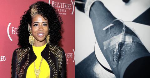 Kelis and a photo of Mike'a arm while in the hospital