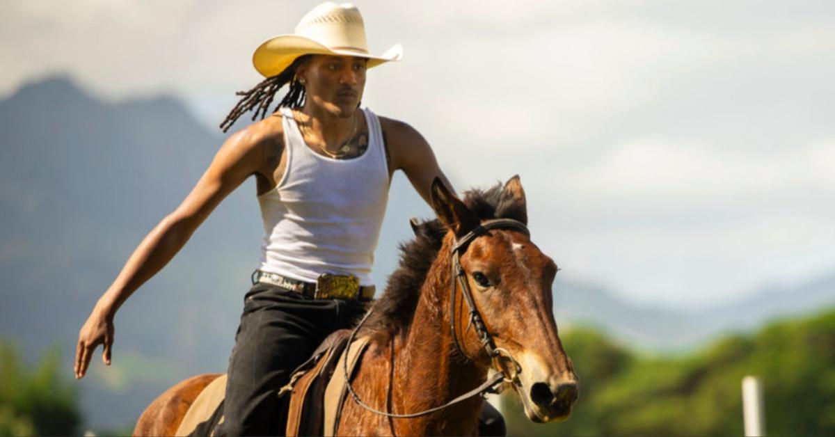 Taylor Williams rides a horse on 'Love Island USA.'