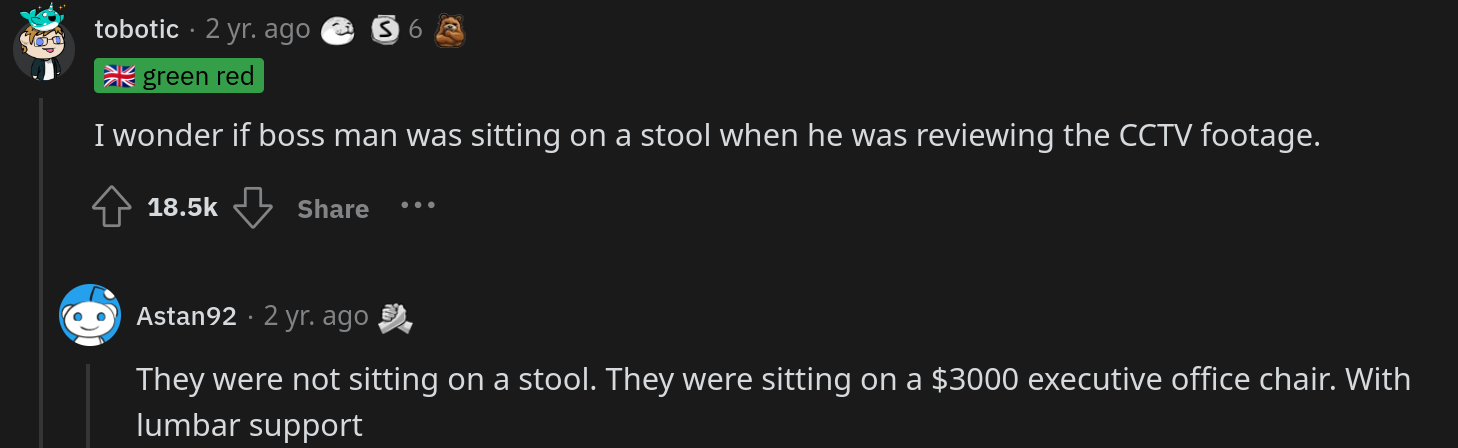 boss gets mad at stool employee