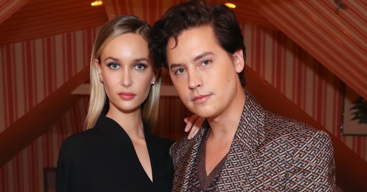 Cole Sprouse and Ari Fournier attend a Valentino show.