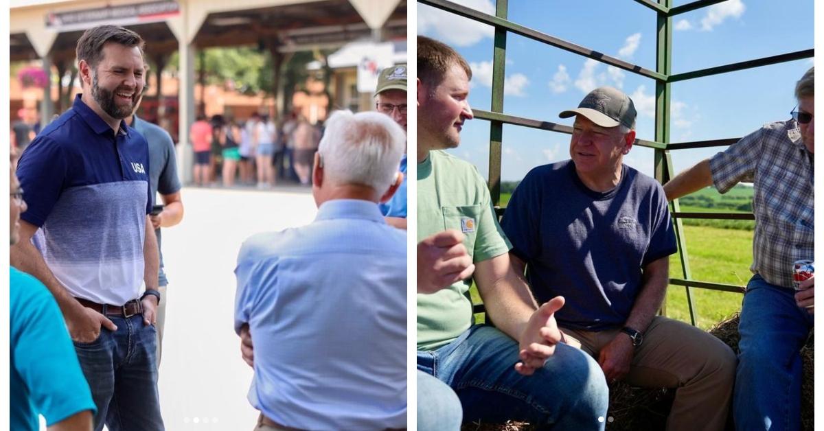 JD Vance at state fair, Tim Walz talks to farmers