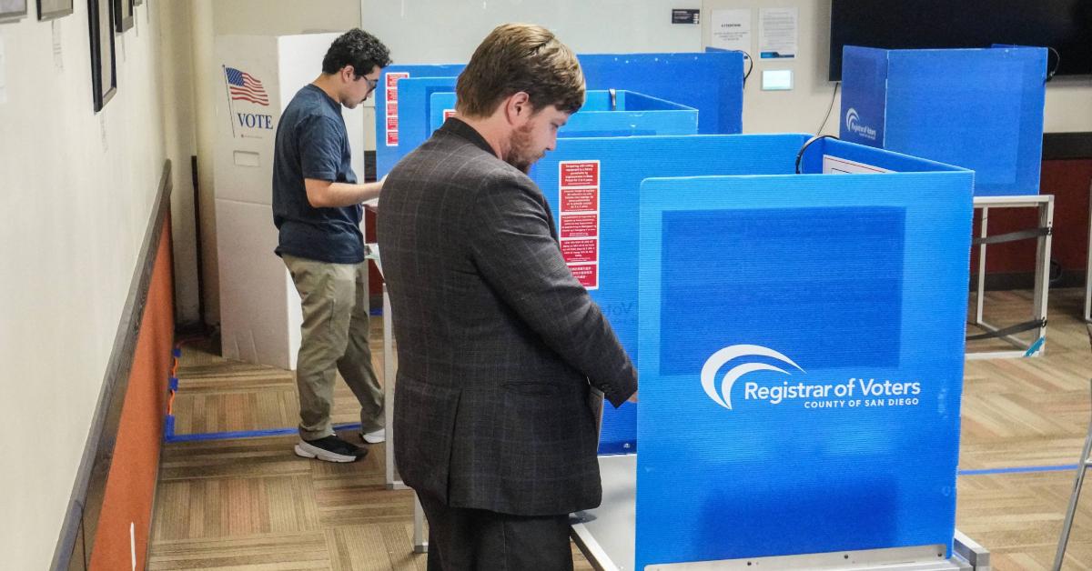 People voting at UC San Diego in November 2024.