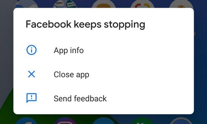 why does my facebook app keep stopping