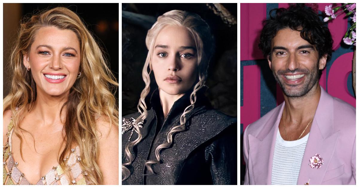 (L-R) Blake Lively, Emilia Clarke as Khaleesi in 'Game of Thrones,' and Justin Baldoni.