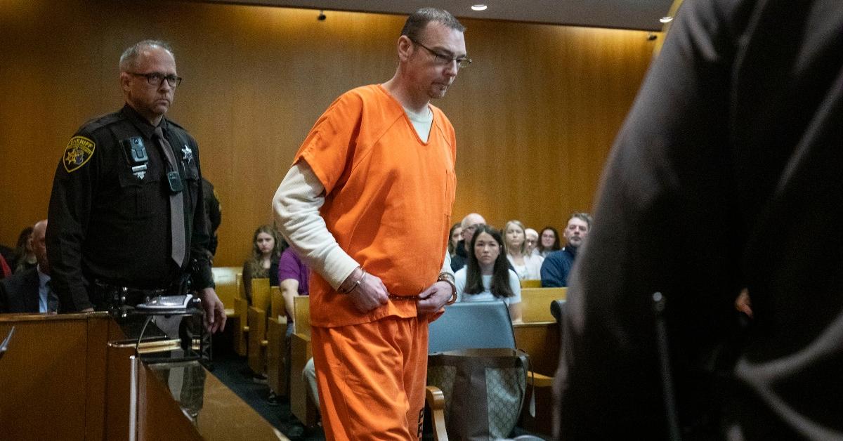 James Crumbley, father of Oxford High School mass shooter Ethan Crumbley, enters the courtroom for his sentencing.