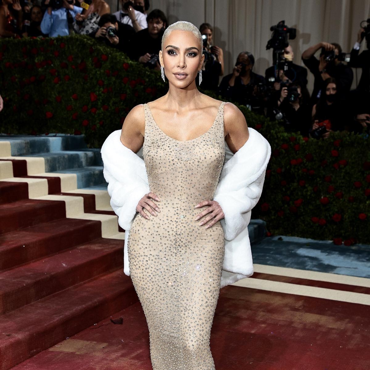 Kim Kardashian wearing Marilyn Monroe's dress at the 2022 Met Gala 